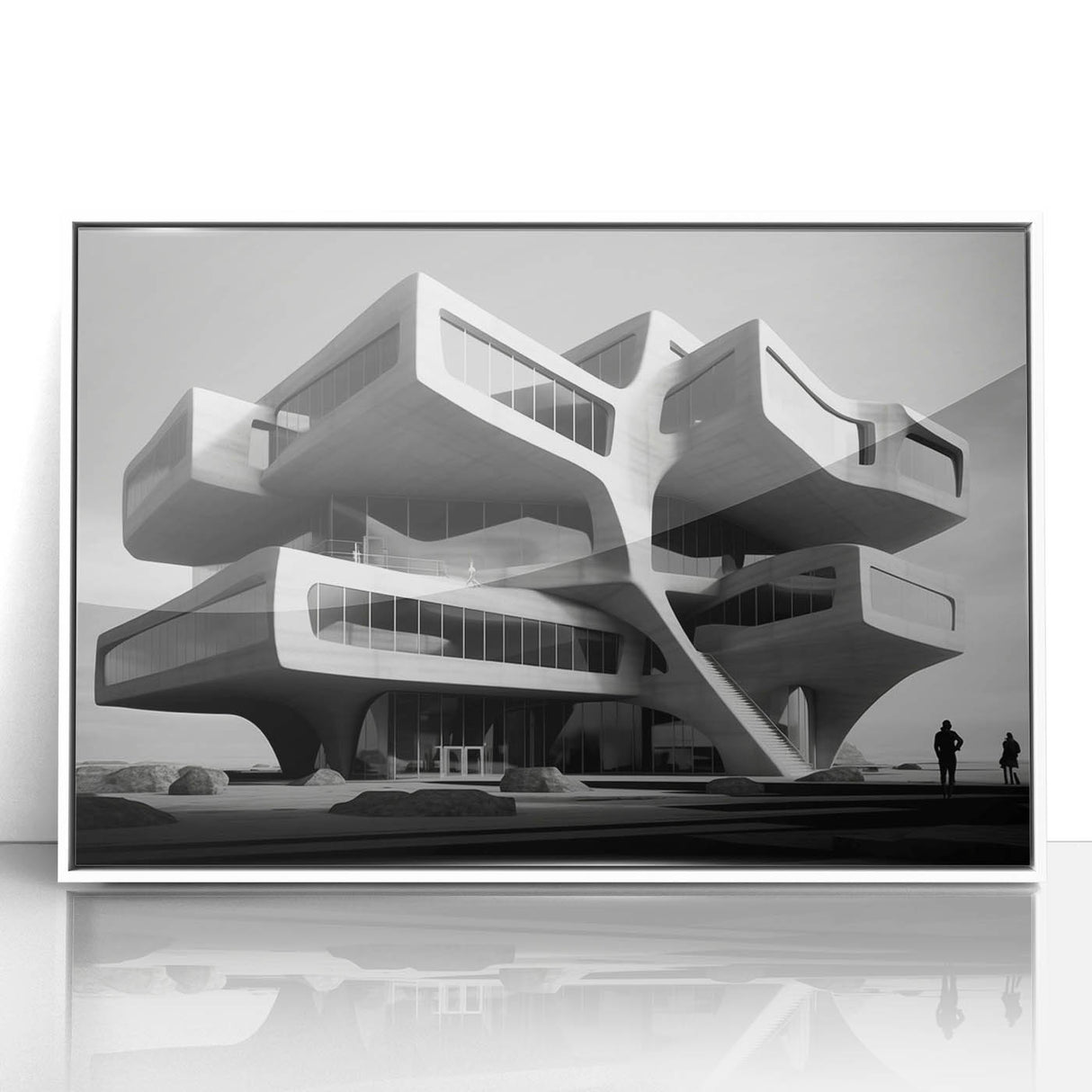 Brutalist Wall Art | Futuristic Concrete Architecture Geometric Print