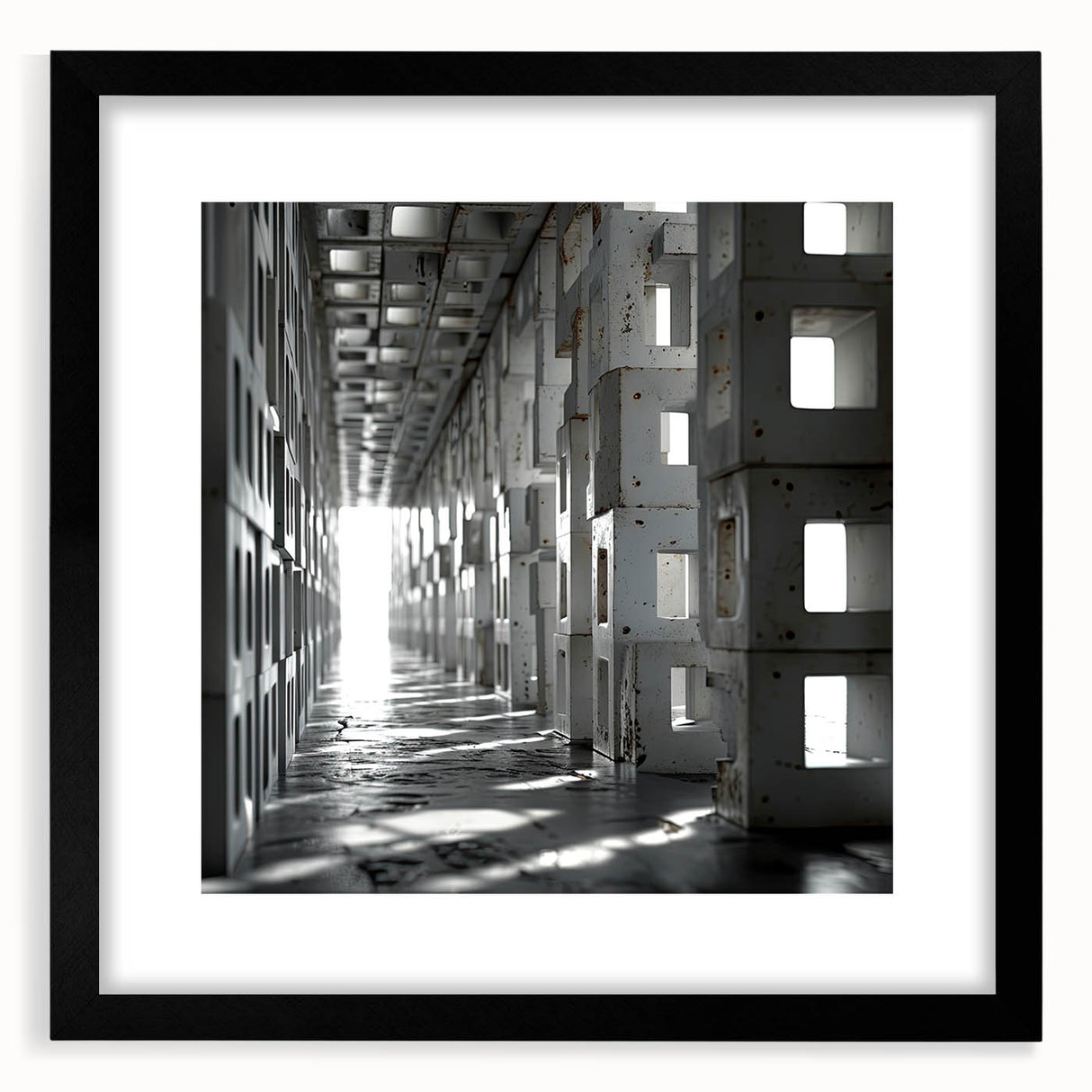 Brutalist Wall Art | Modern Industrial Geometric Tunnel | Concrete Aesthetic