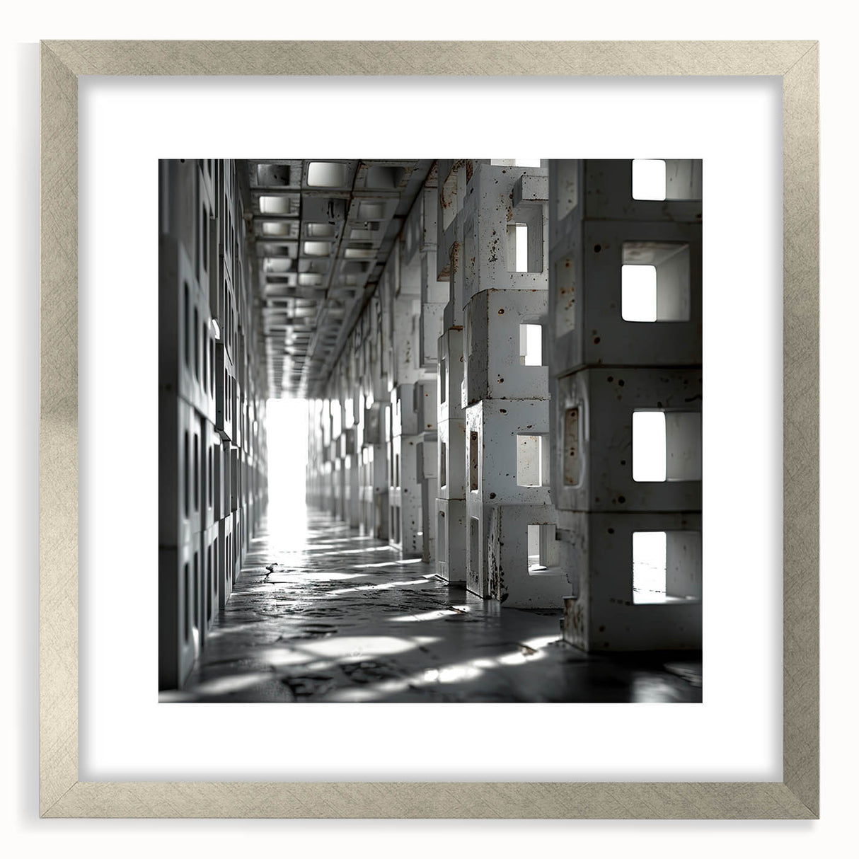 Brutalist Wall Art | Modern Industrial Geometric Tunnel | Concrete Aesthetic