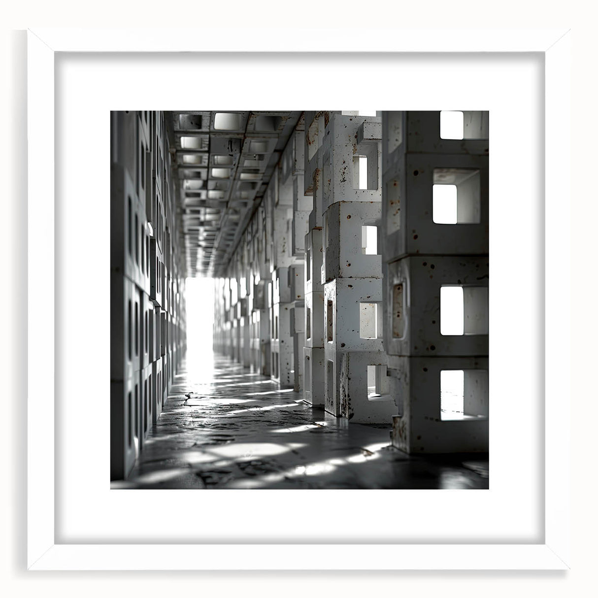 Brutalist Wall Art | Modern Industrial Geometric Tunnel | Concrete Aesthetic