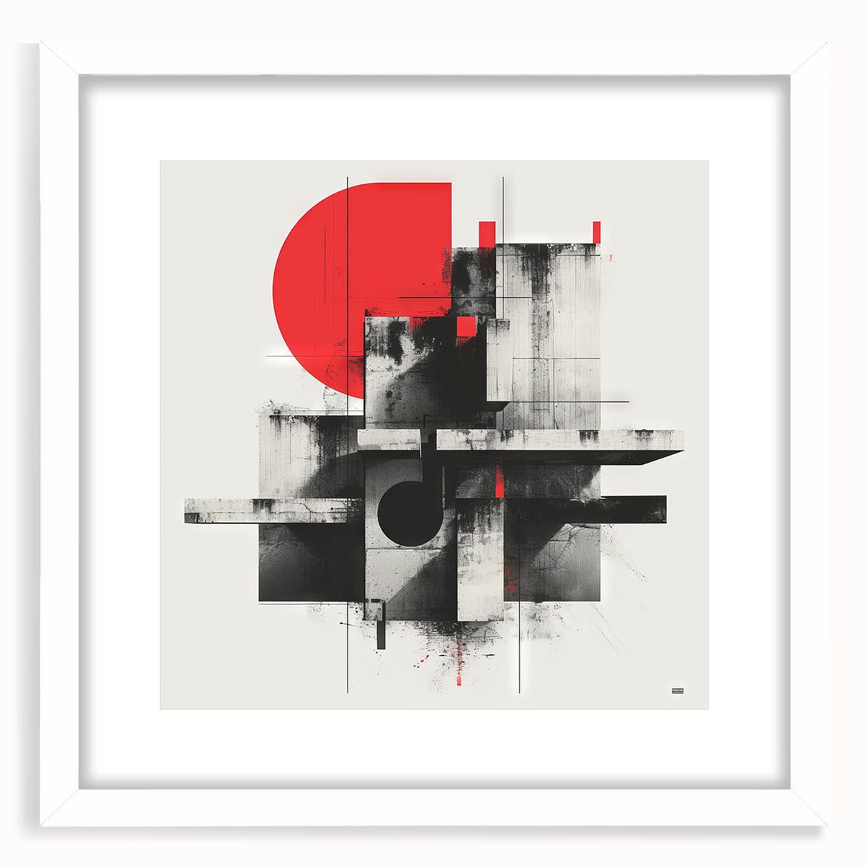 Brutalist Wall Art | Geometric Concrete Abstract | Industrial Canvas Print