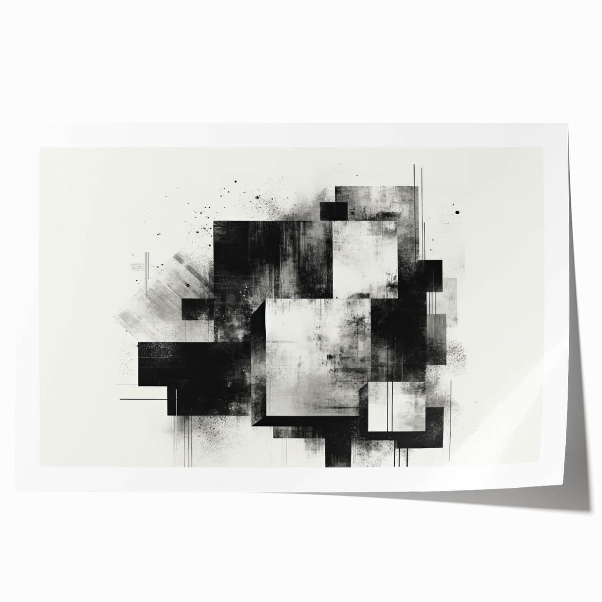 Brutalist Wall Art | Abstract Geometric Black and White Industrial Print