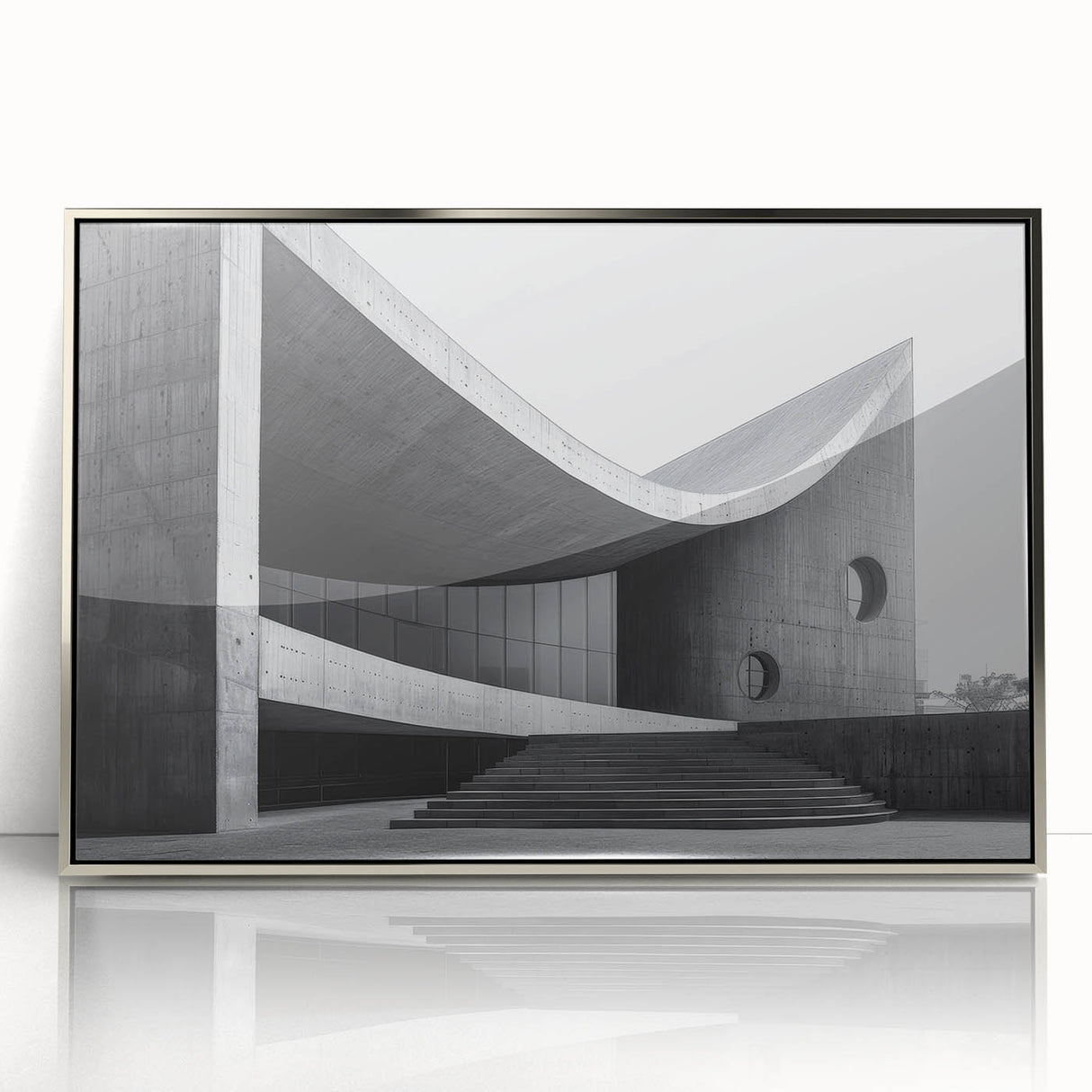 Brutalist Wall Art | Curved Concrete Structure Modern Architectural Print