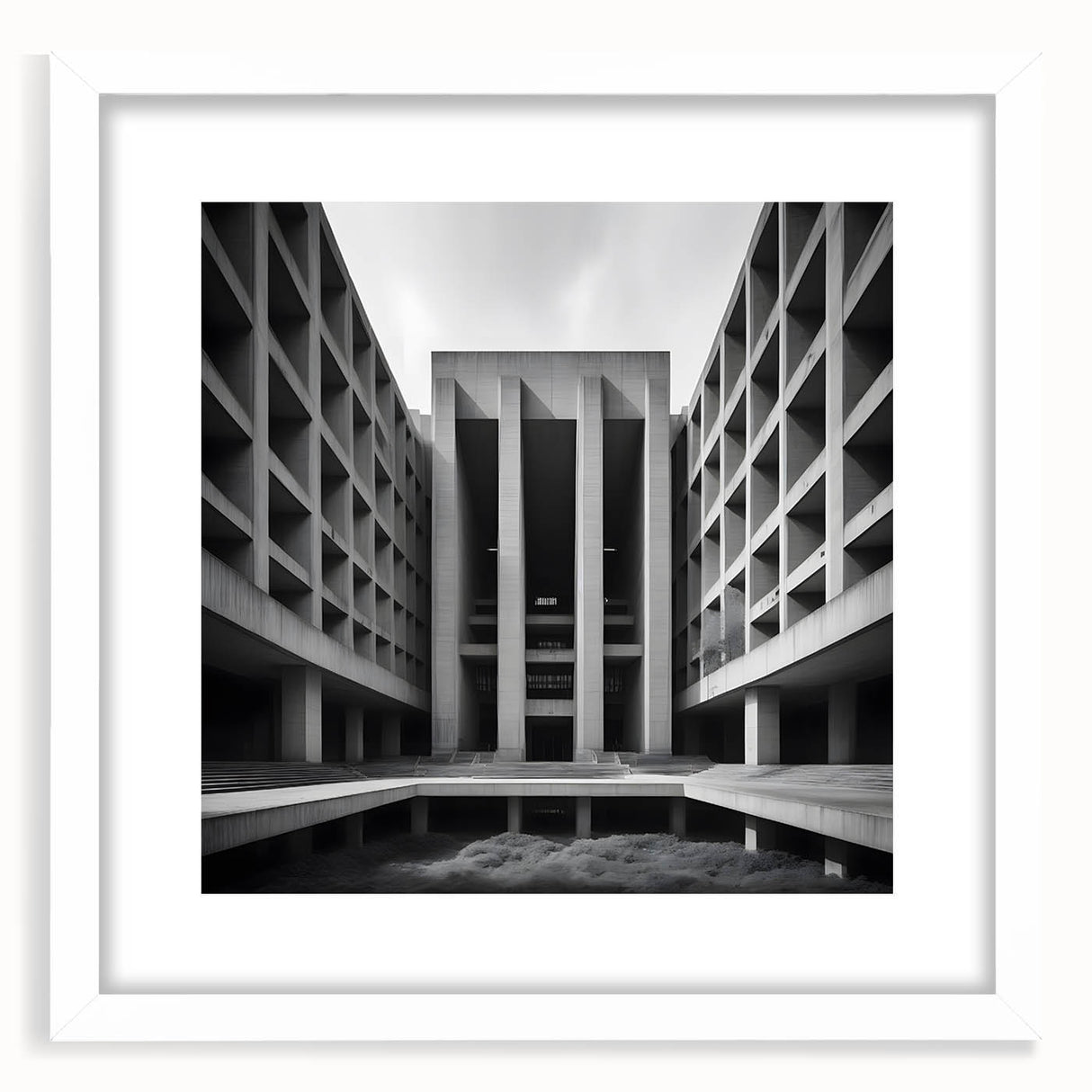 Brutalist Wall Art | Geometric Concrete Architecture | Industrial Canvas