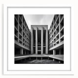 Brutalist Wall Art | Geometric Concrete Architecture | Industrial Canvas