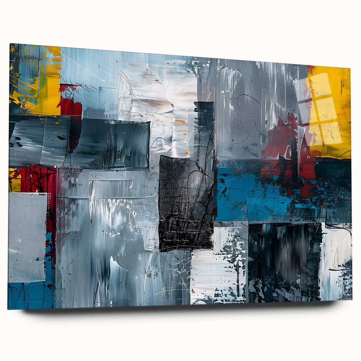 Abstract Brutalist Wall Art | Industrial Geometric Canvas with Bold Colors