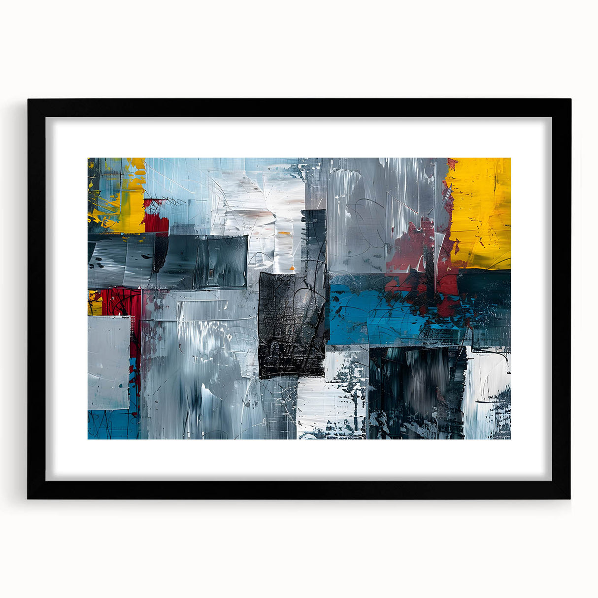 Abstract Brutalist Wall Art | Industrial Geometric Canvas with Bold Colors