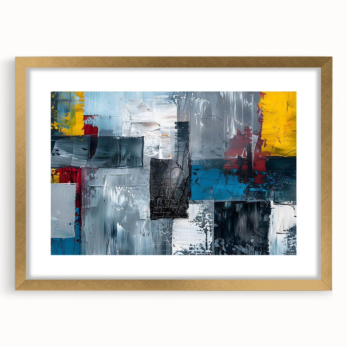 Abstract Brutalist Wall Art | Industrial Geometric Canvas with Bold Colors