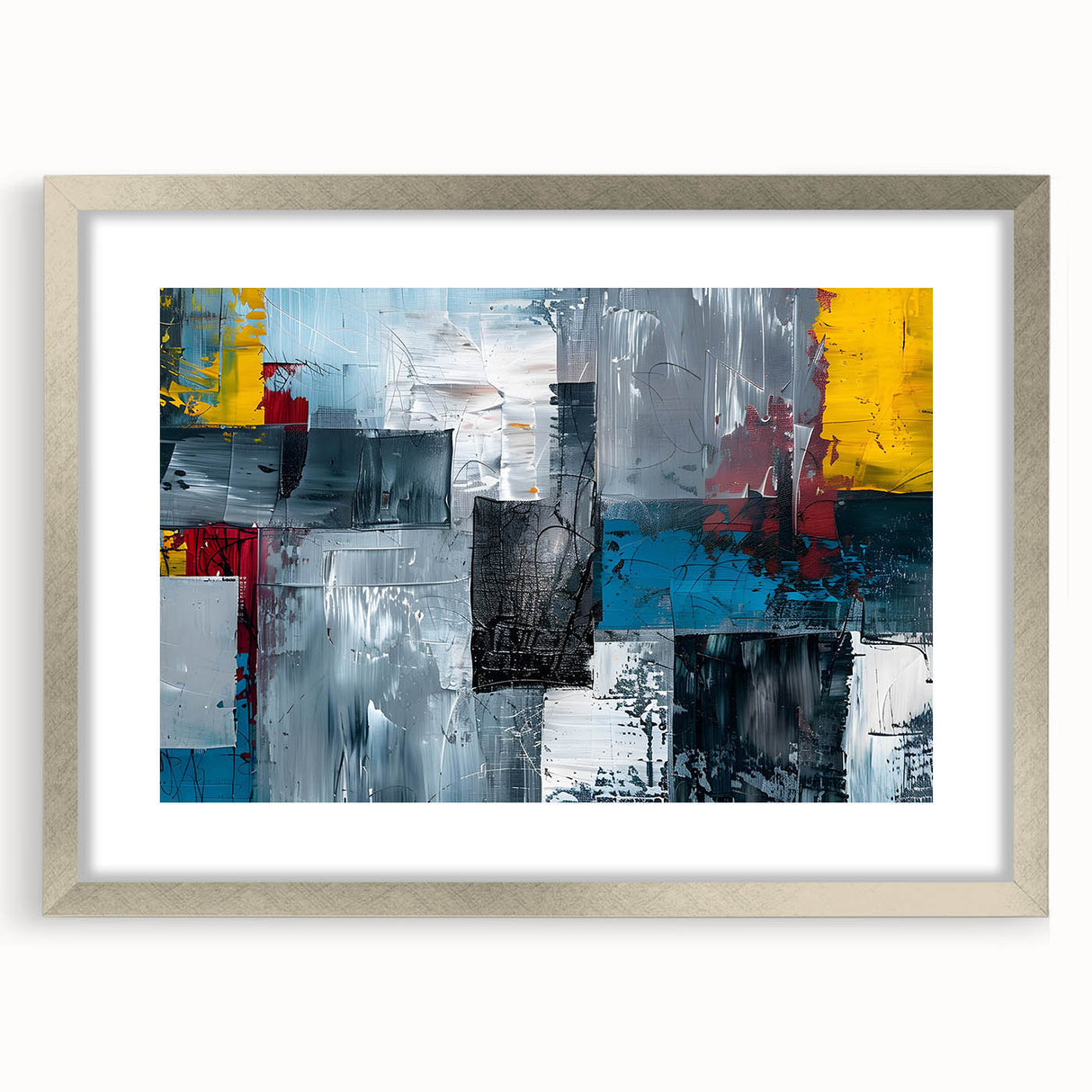 Abstract Brutalist Wall Art | Industrial Geometric Canvas with Bold Colors