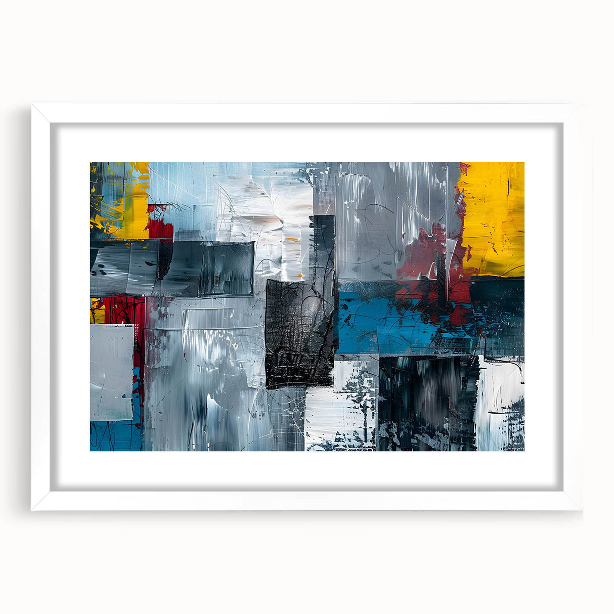 Abstract Brutalist Wall Art | Industrial Geometric Canvas with Bold Colors