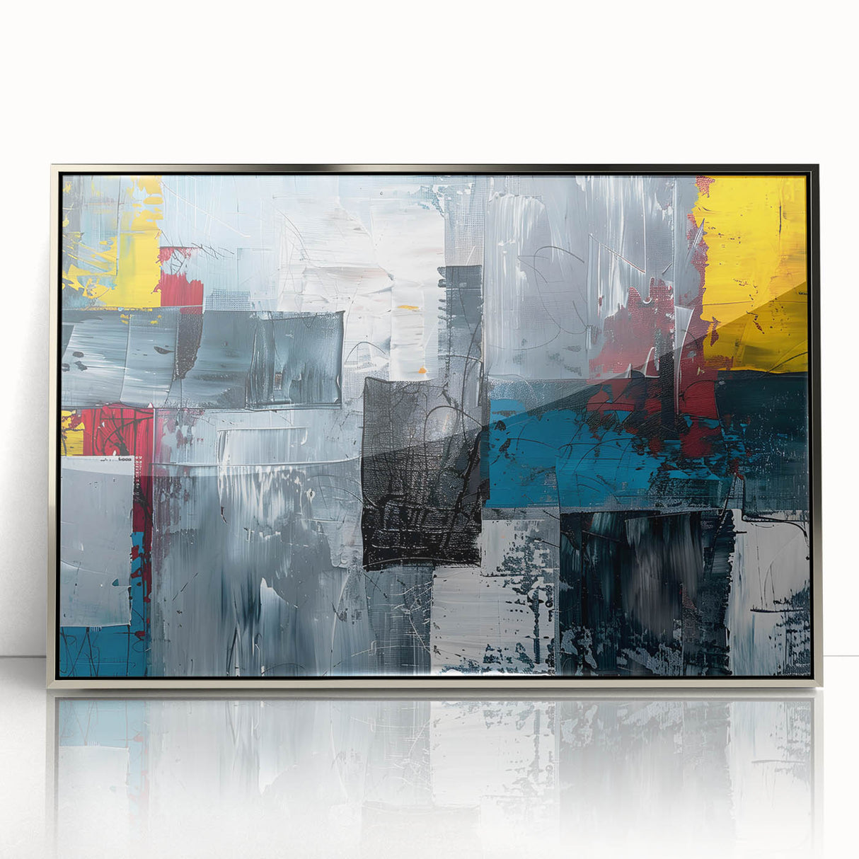 Abstract Brutalist Wall Art | Industrial Geometric Canvas with Bold Colors