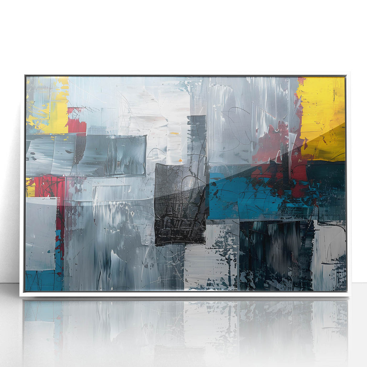 Abstract Brutalist Wall Art | Industrial Geometric Canvas with Bold Colors