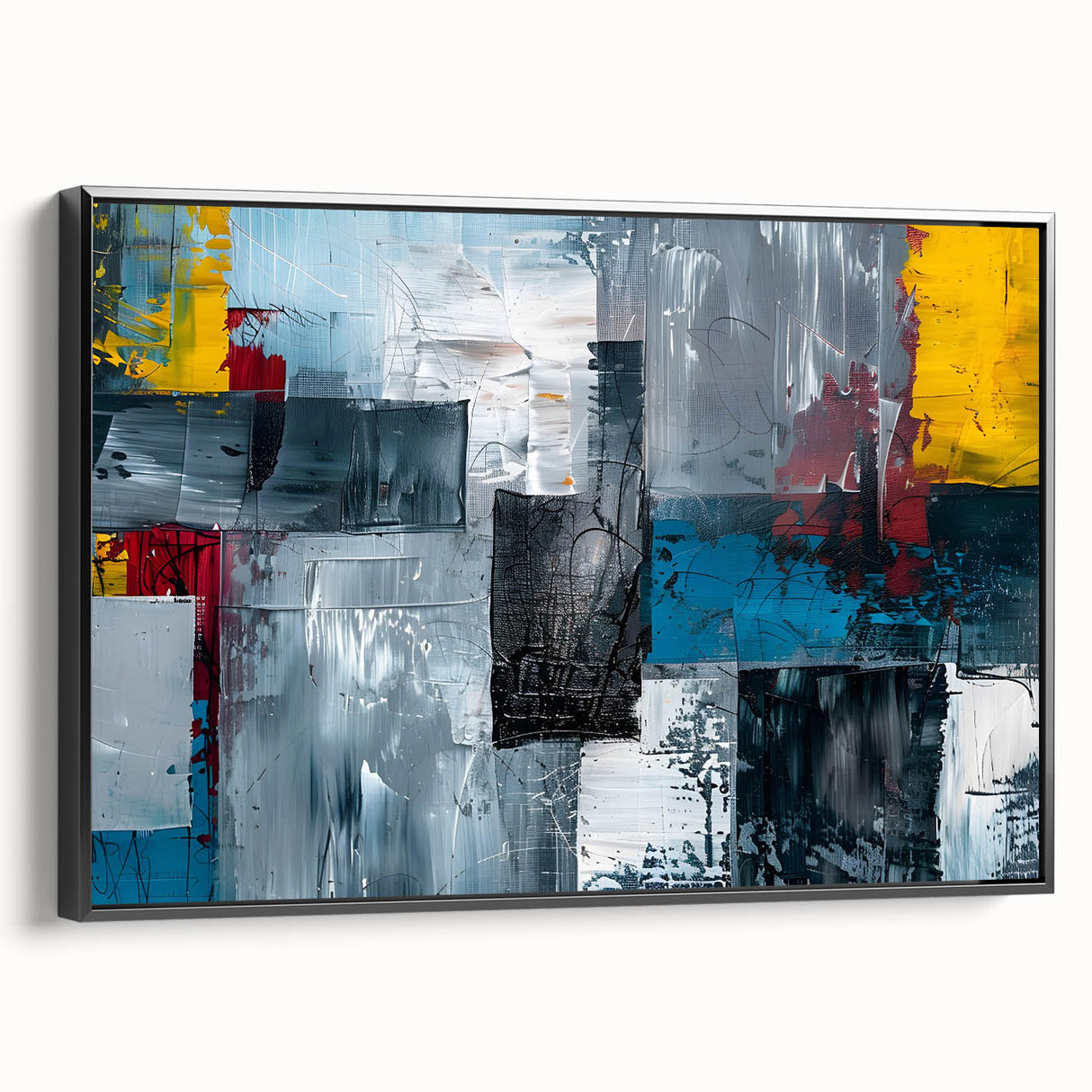 Abstract Brutalist Wall Art | Industrial Geometric Canvas with Bold Colors
