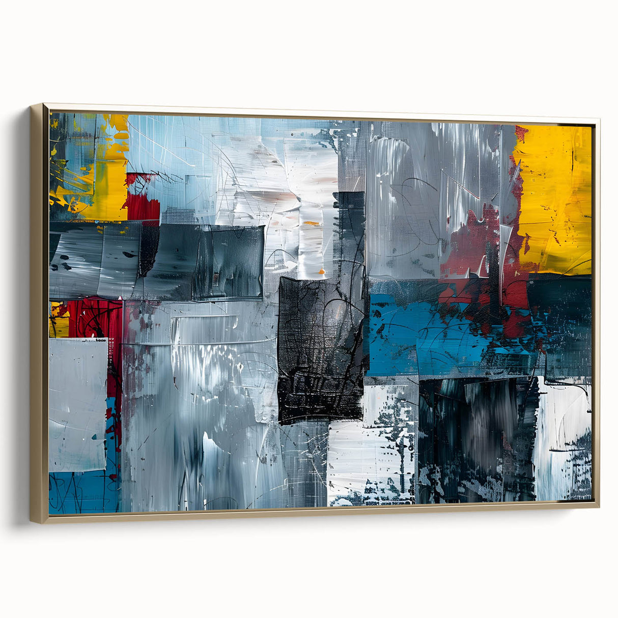 Abstract Brutalist Wall Art | Industrial Geometric Canvas with Bold Colors