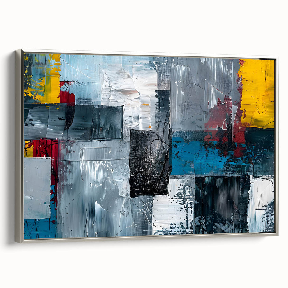 Abstract Brutalist Wall Art | Industrial Geometric Canvas with Bold Colors