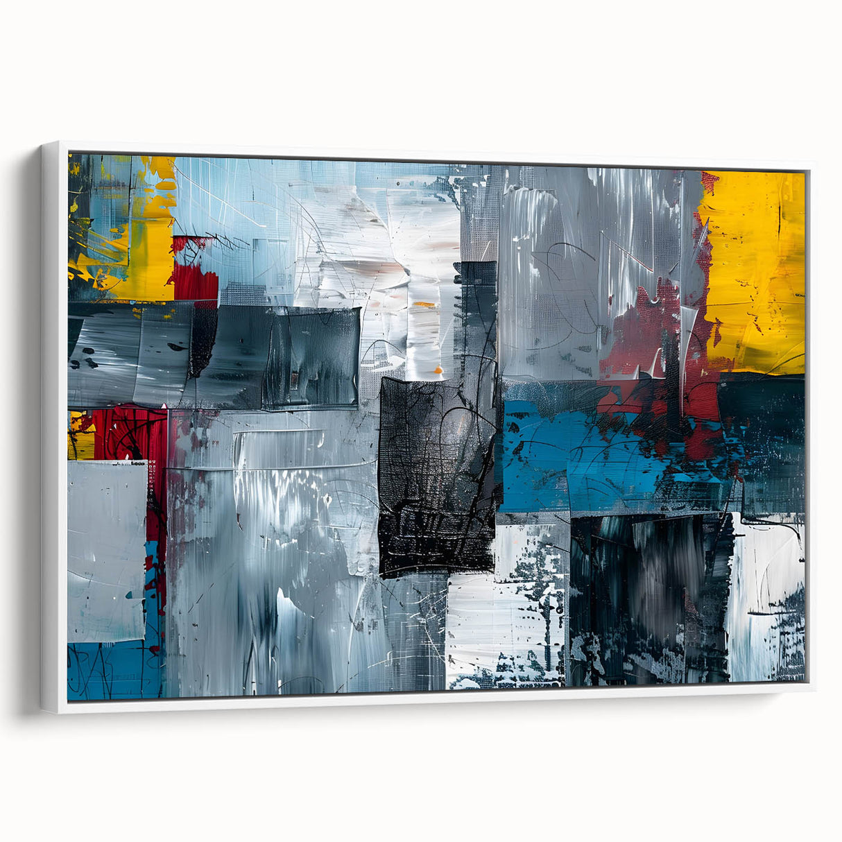 Abstract Brutalist Wall Art | Industrial Geometric Canvas with Bold Colors