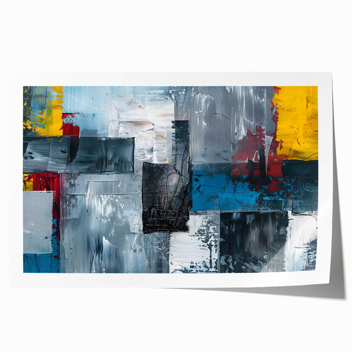 Abstract Brutalist Wall Art | Industrial Geometric Canvas with Bold Colors