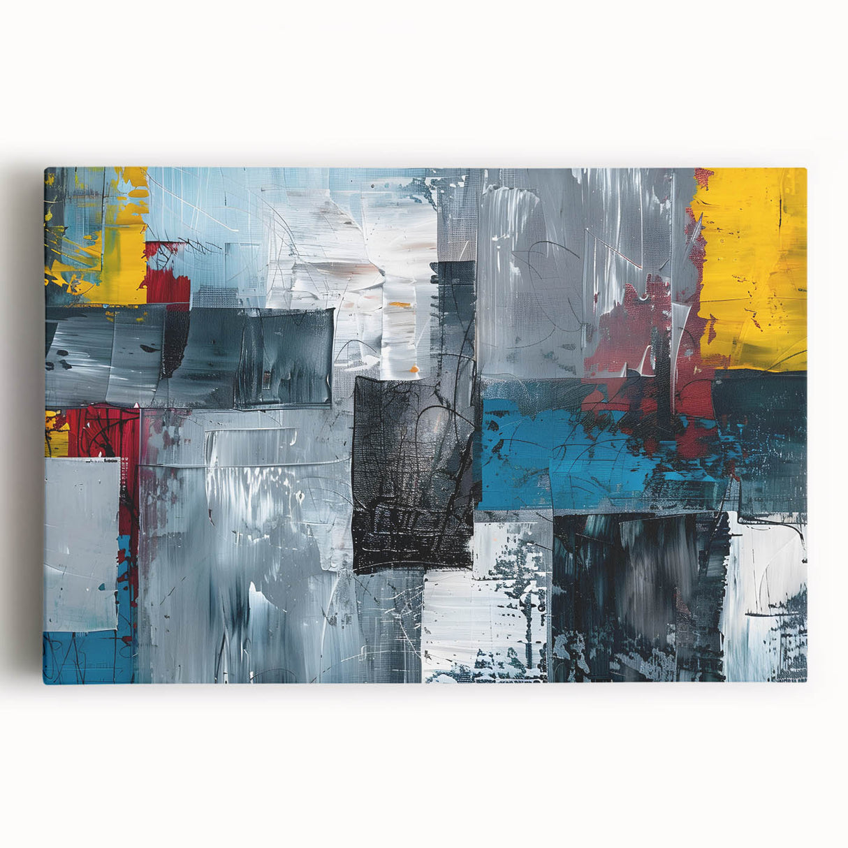 Abstract Brutalist Wall Art | Industrial Geometric Canvas with Bold Colors
