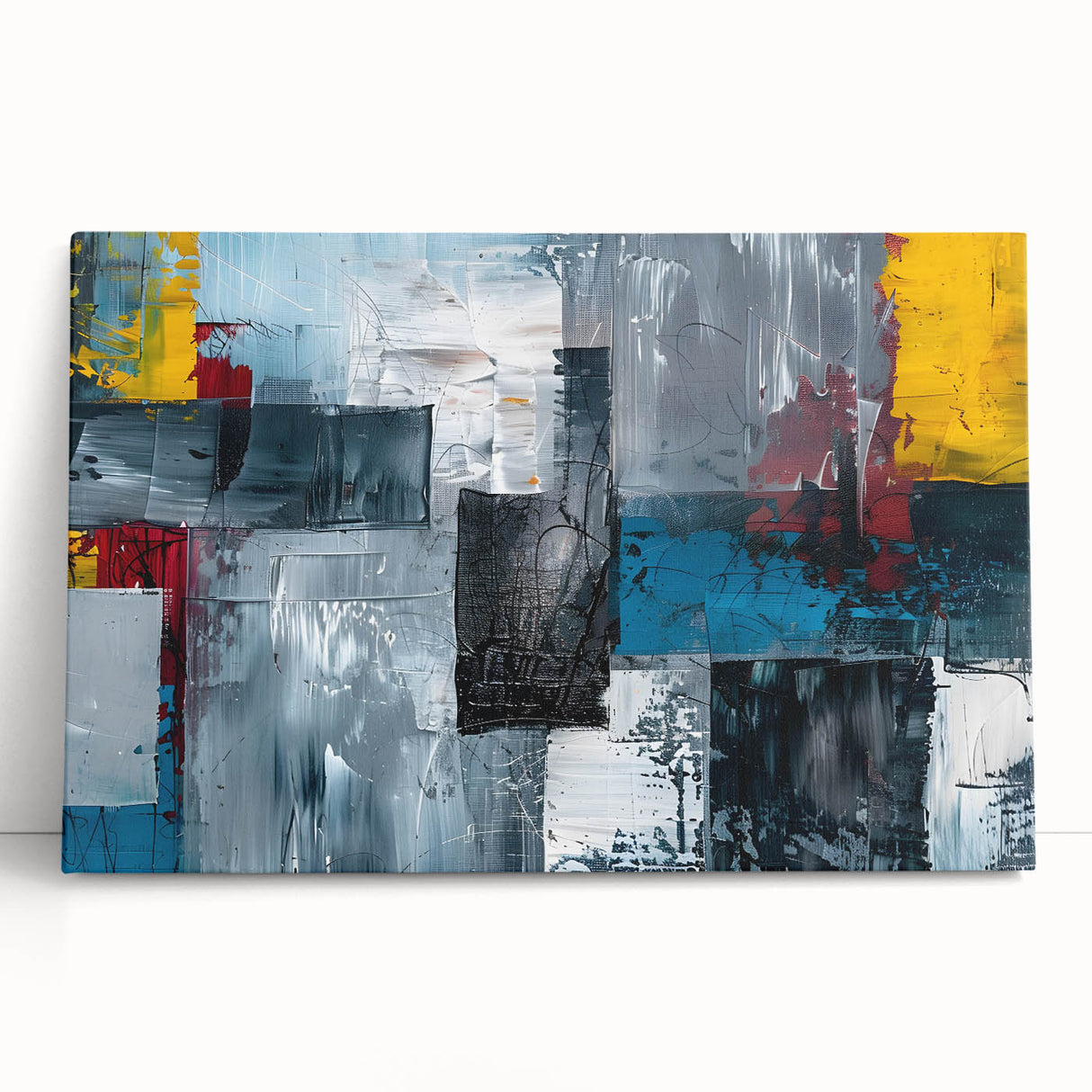 Abstract Brutalist Wall Art | Industrial Geometric Canvas with Bold Colors