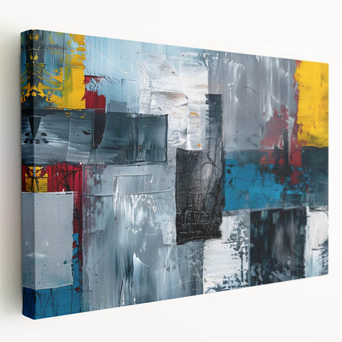Abstract Brutalist Wall Art | Industrial Geometric Canvas with Bold Colors