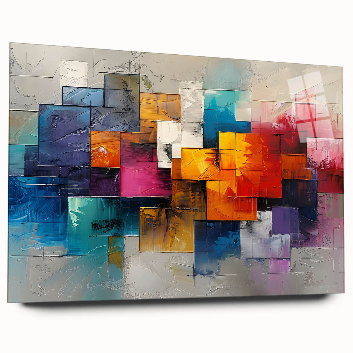 Vibrant Brutalist Wall Art | Colorful Abstract Geometric Industrial Canvas