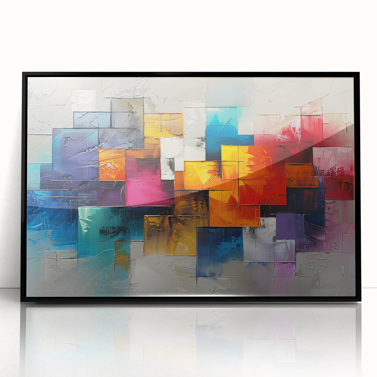 Vibrant Brutalist Wall Art | Colorful Abstract Geometric Industrial Canvas