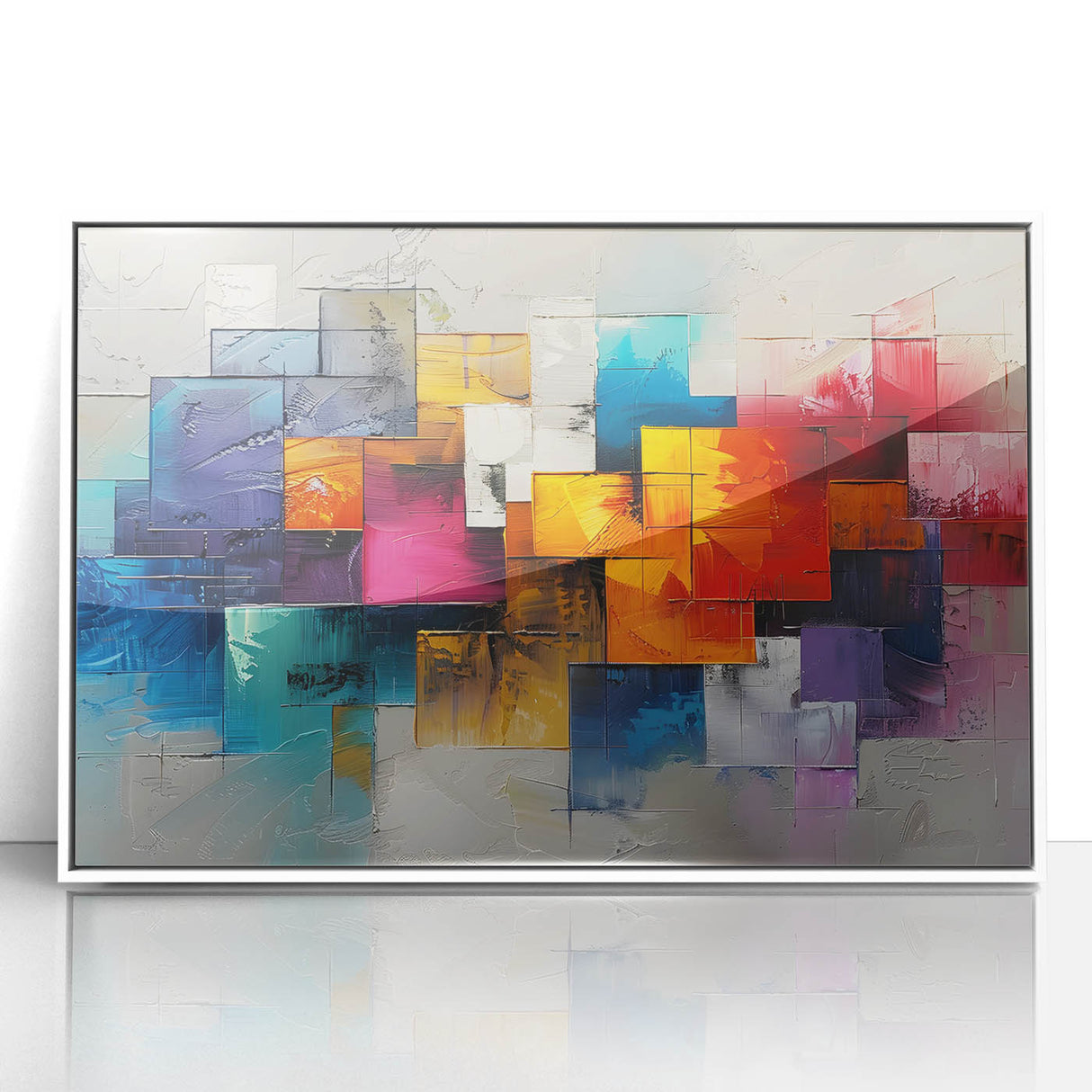 Vibrant Brutalist Wall Art | Colorful Abstract Geometric Industrial Canvas