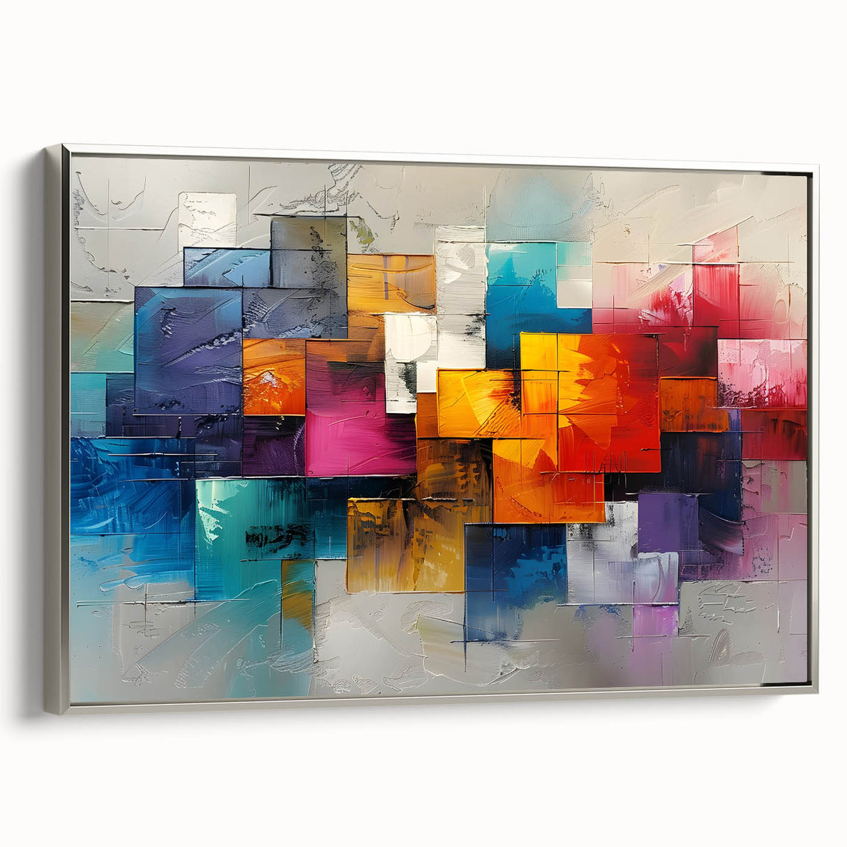 Vibrant Brutalist Wall Art | Colorful Abstract Geometric Industrial Canvas
