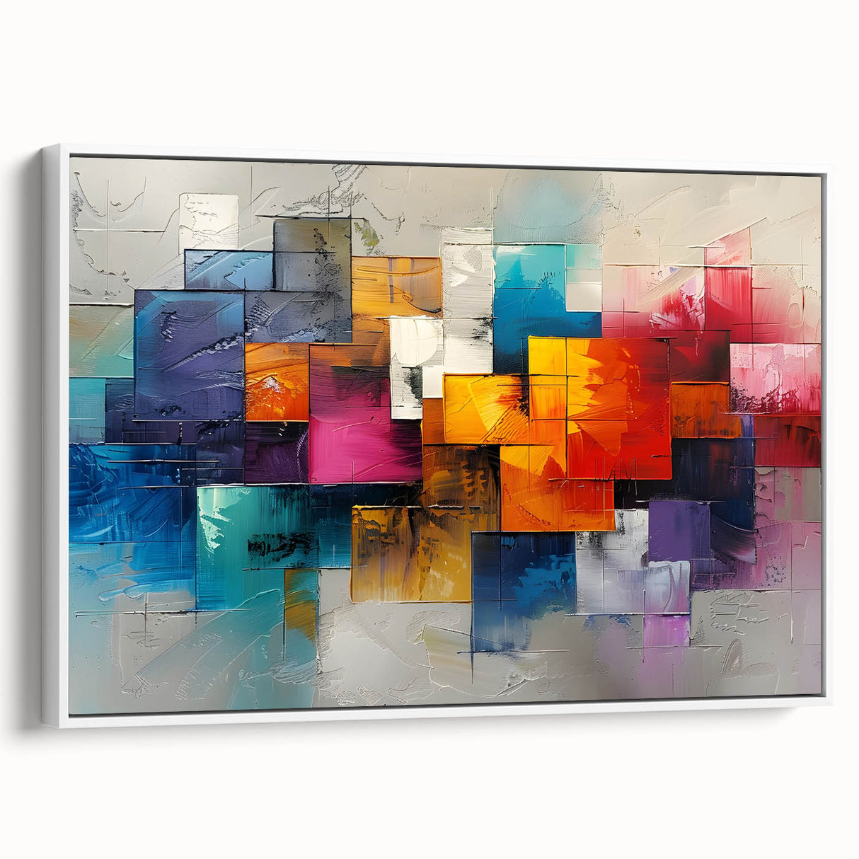 Vibrant Brutalist Wall Art | Colorful Abstract Geometric Industrial Canvas