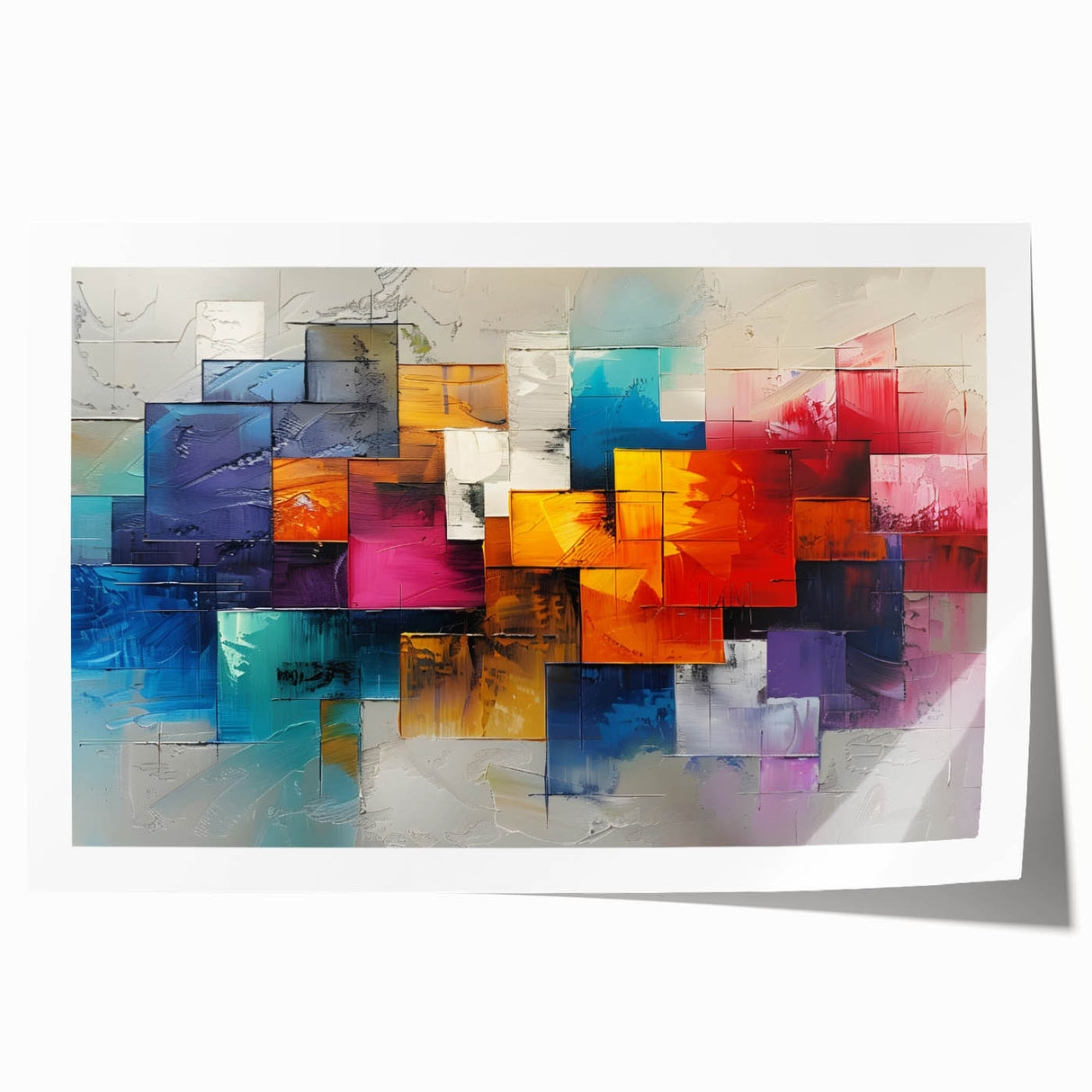 Vibrant Brutalist Wall Art | Colorful Abstract Geometric Industrial Canvas