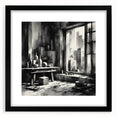 Brutalist Wall Art | Geometric Still Life with Concrete Cityscape | Canvas
