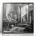 Brutalist Wall Art | Geometric Still Life with Concrete Cityscape | Canvas