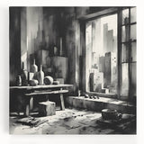 Brutalist Wall Art | Geometric Still Life with Concrete Cityscape | Canvas