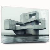 Minimalist Brutalist Wall Art | Geometric Concrete Architectural Design