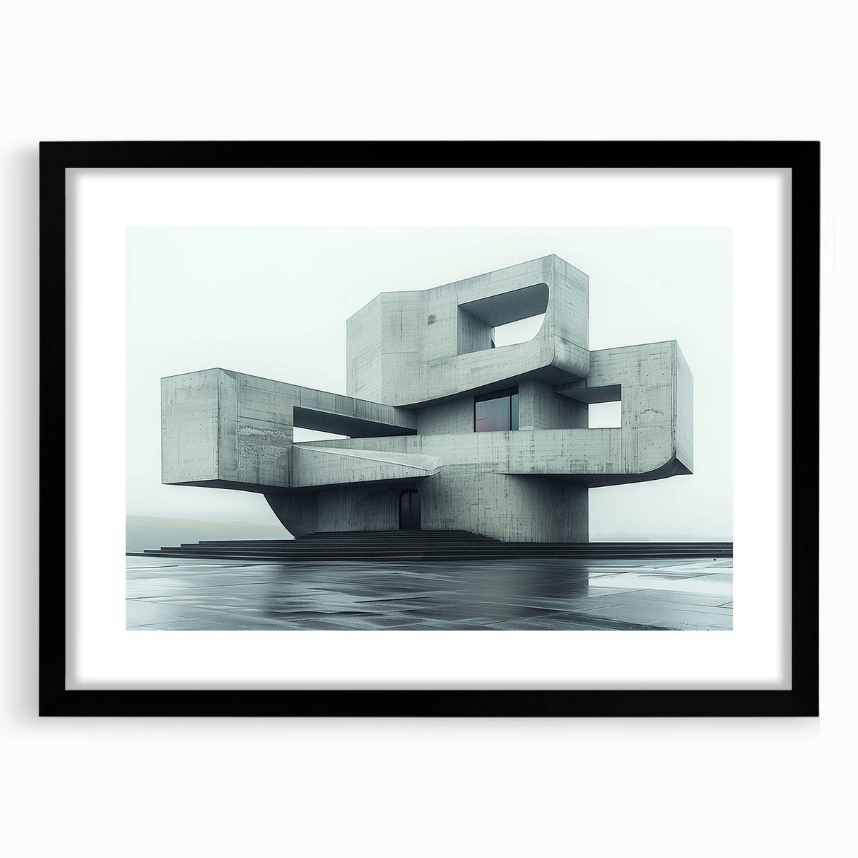 Minimalist Brutalist Wall Art | Geometric Concrete Architectural Design