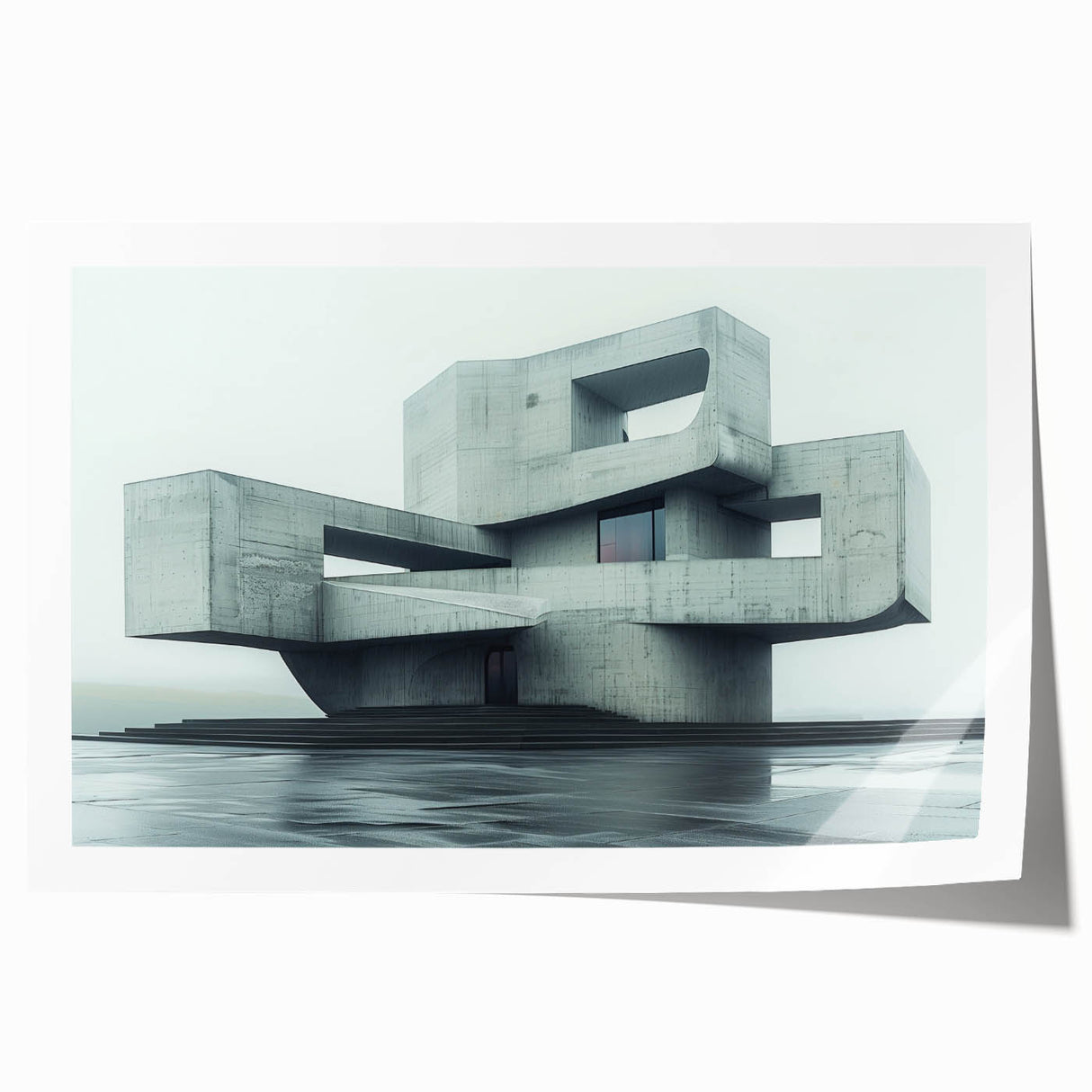 Minimalist Brutalist Wall Art | Geometric Concrete Architectural Design