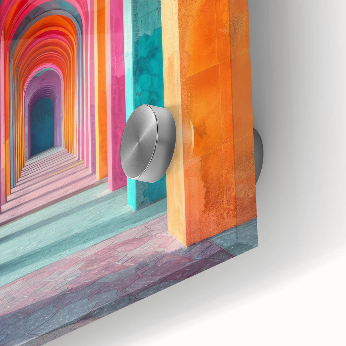 Vibrant Brutalist Wall Art | Colorful Geometric Arches in Concrete Design