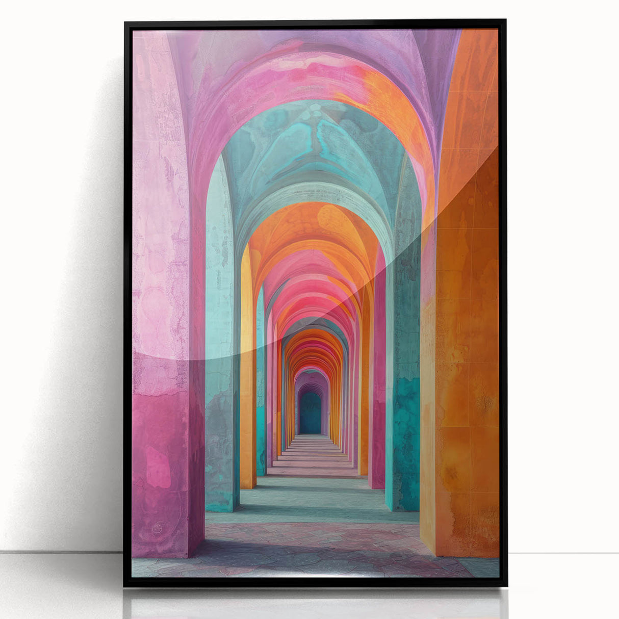 Vibrant Brutalist Wall Art | Colorful Geometric Arches in Concrete Design