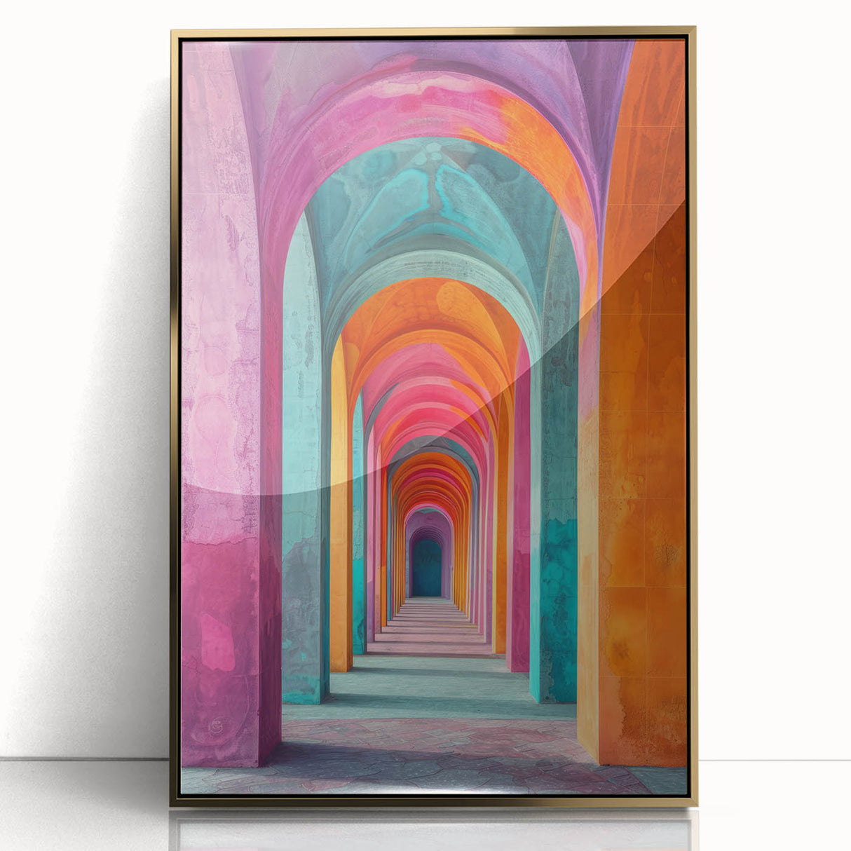 Vibrant Brutalist Wall Art | Colorful Geometric Arches in Concrete Design
