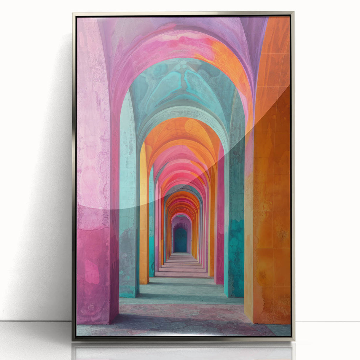 Vibrant Brutalist Wall Art | Colorful Geometric Arches in Concrete Design