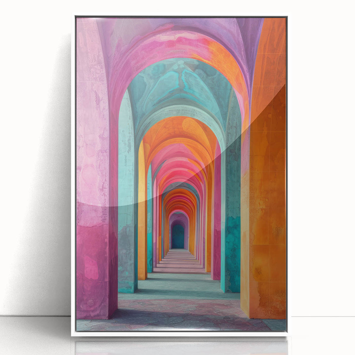 Vibrant Brutalist Wall Art | Colorful Geometric Arches in Concrete Design