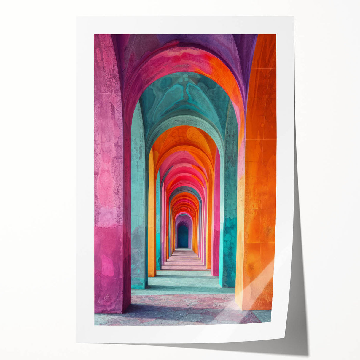 Vibrant Brutalist Wall Art | Colorful Geometric Arches in Concrete Design
