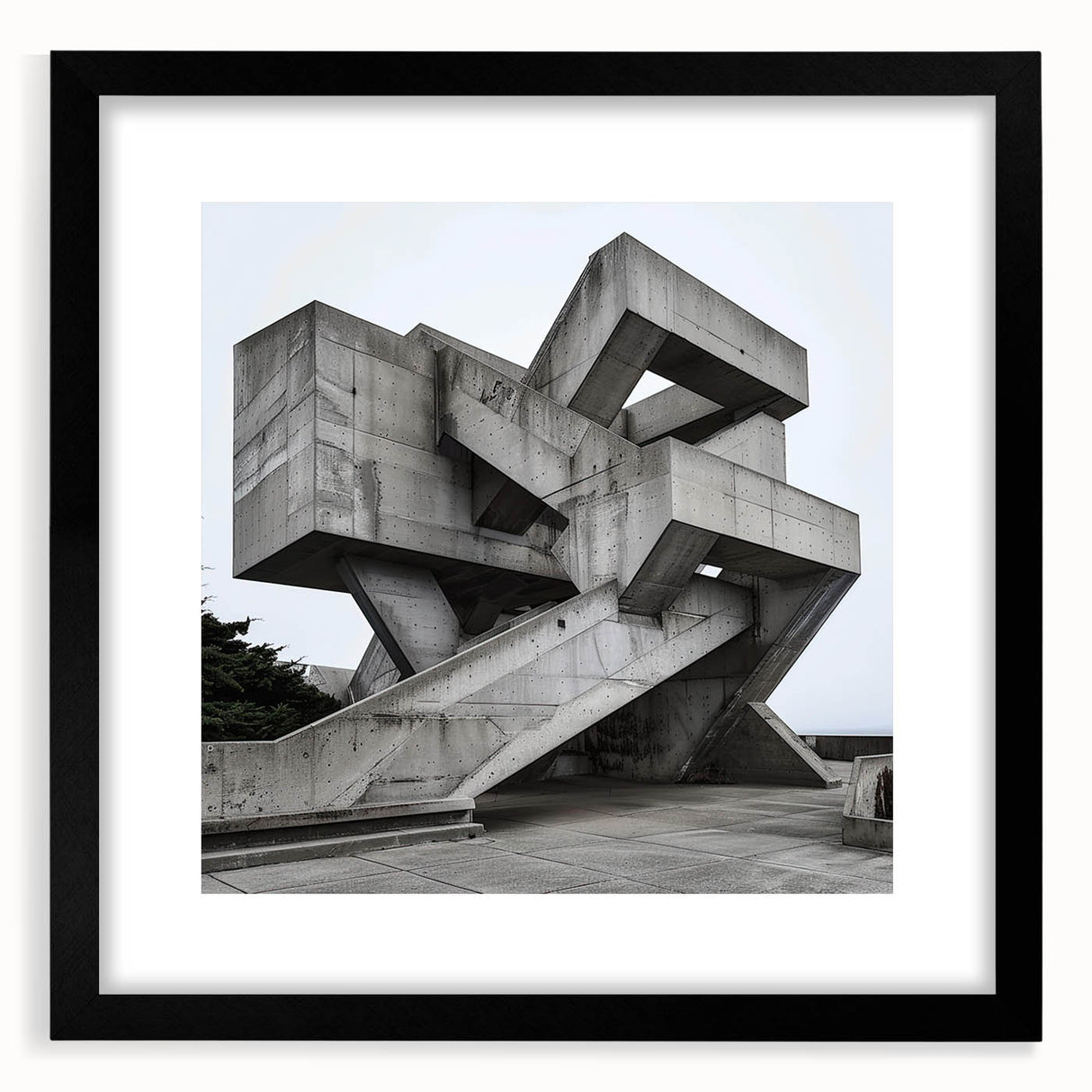 Brutalist Wall Art | Geometric Concrete Structure | Industrial Design Print