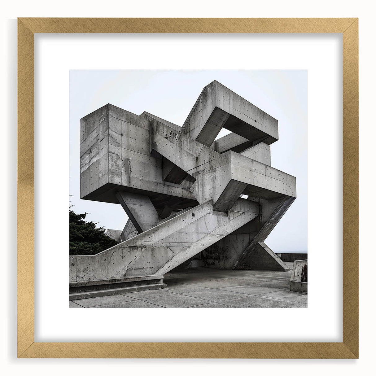 Brutalist Wall Art | Geometric Concrete Structure | Industrial Design Print