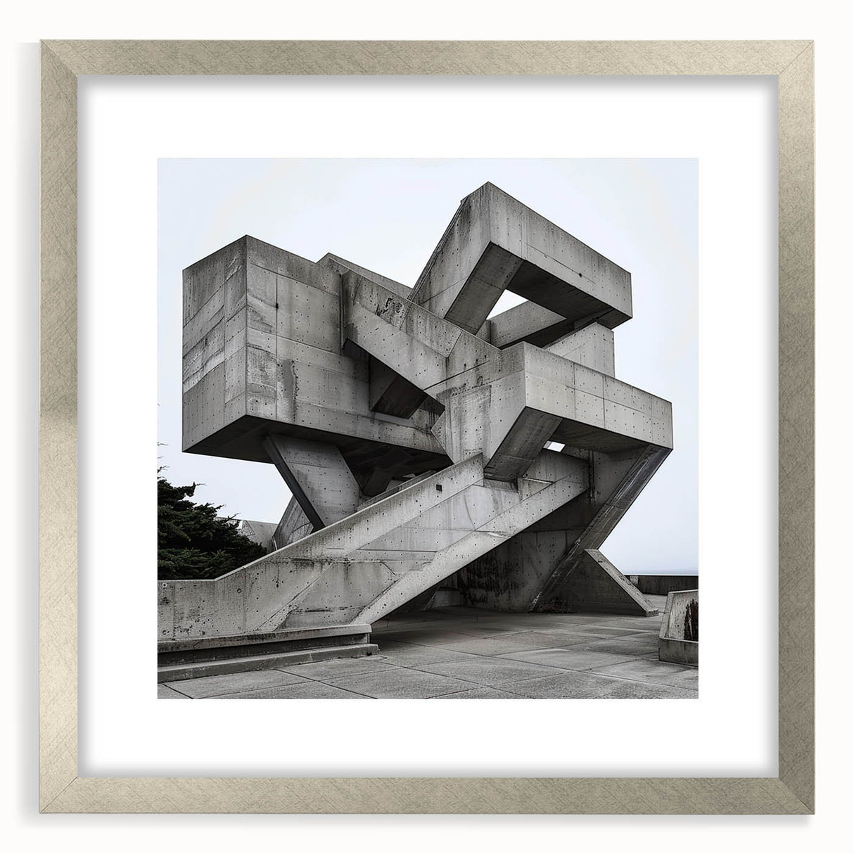 Brutalist Wall Art | Geometric Concrete Structure | Industrial Design Print