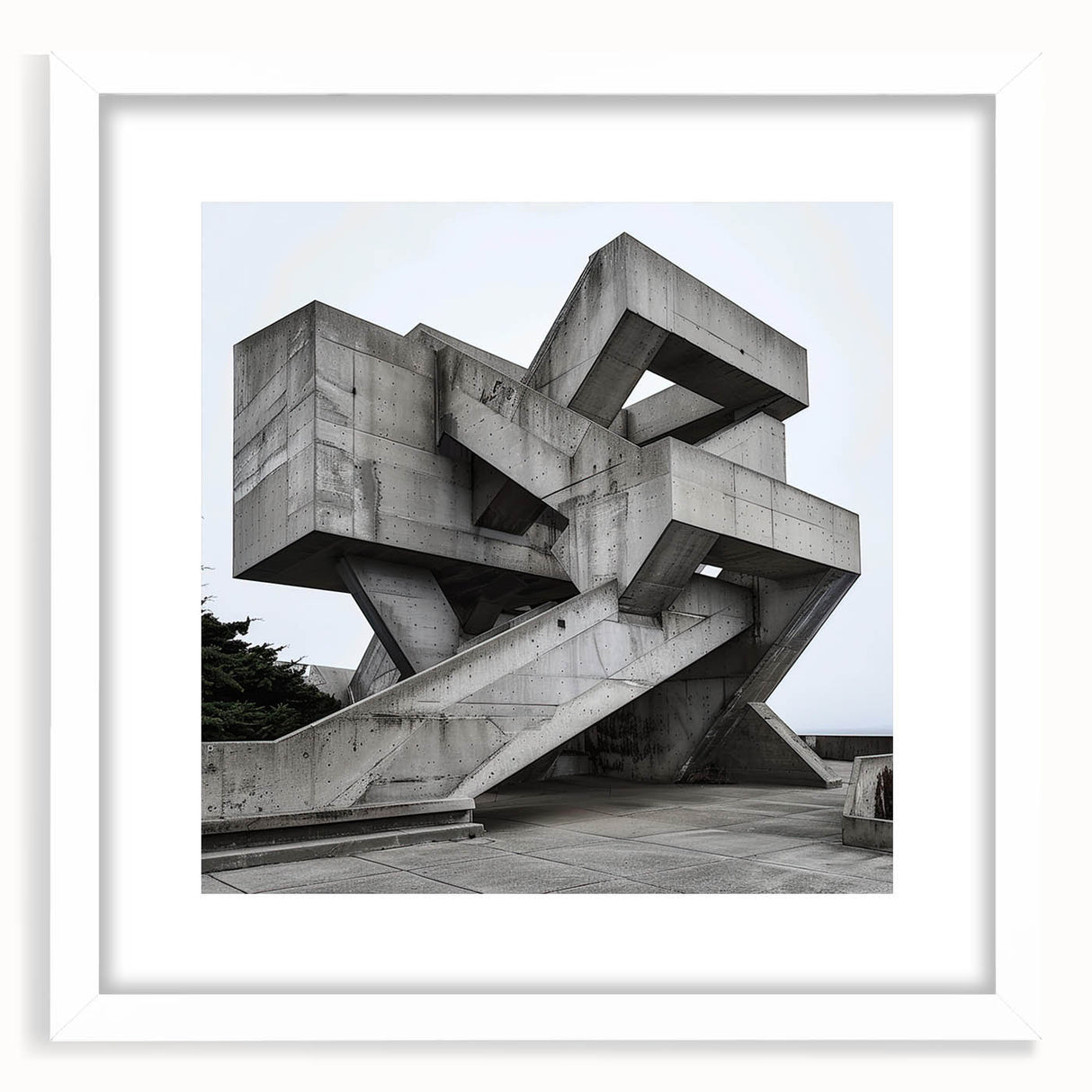 Brutalist Wall Art | Geometric Concrete Structure | Industrial Design Print