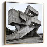 Brutalist Wall Art | Geometric Concrete Structure | Industrial Design Print
