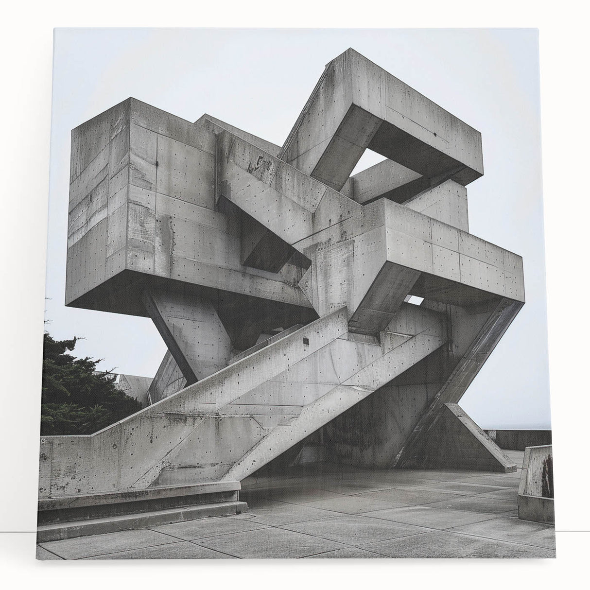 Brutalist Wall Art | Geometric Concrete Structure | Industrial Design Print