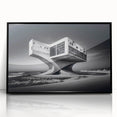 Futuristic Brutalist Wall Art | Surreal Coastal Concrete Architecture Design