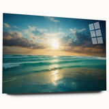 Beach-Themed Art – Sunlit Ocean Waves Coastal Wall Art for Nautical Décor